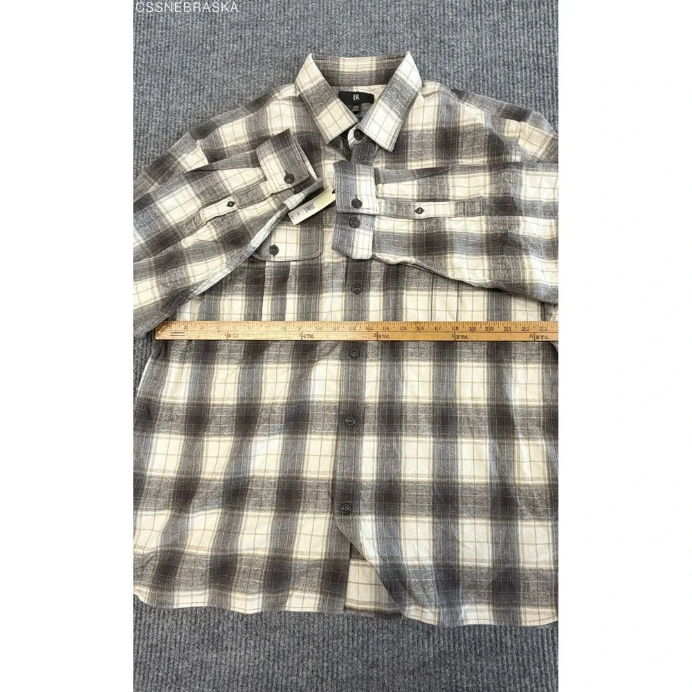 Banana Republic Men's Relaxed Fit Flannel Shirt Brown Beige Plaid NWT Sz XXL